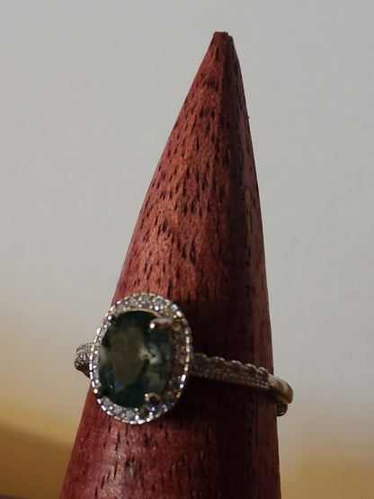 Bague en argent et agate mousse