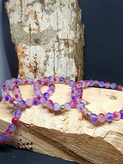 Bracelet en Calcédoine Plum Violette et Rose