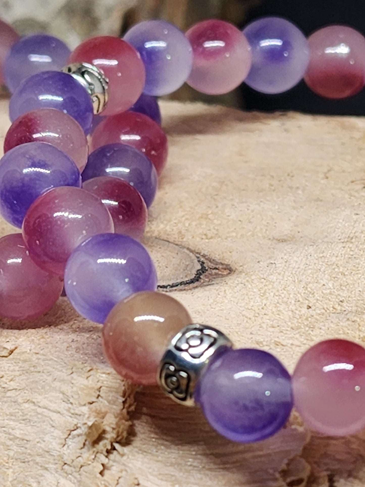 Bracelet en Calcédoine Plum Violette et Rose