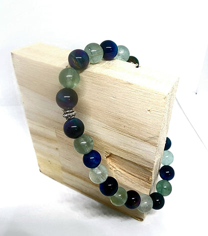 Bracelet en fluorite et œil de tigre galaxie