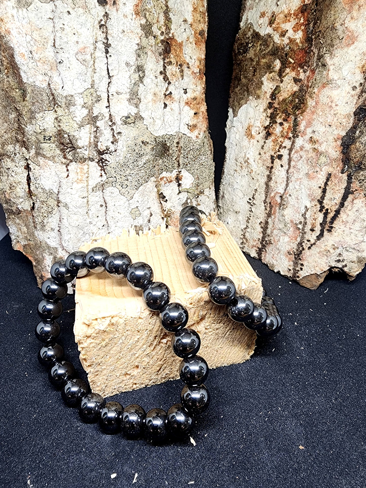 Bracelet en hématite et aura hématite