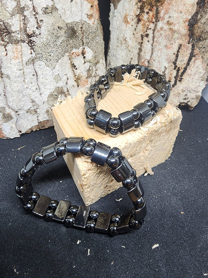 Bracelet en hématite et aura hématite