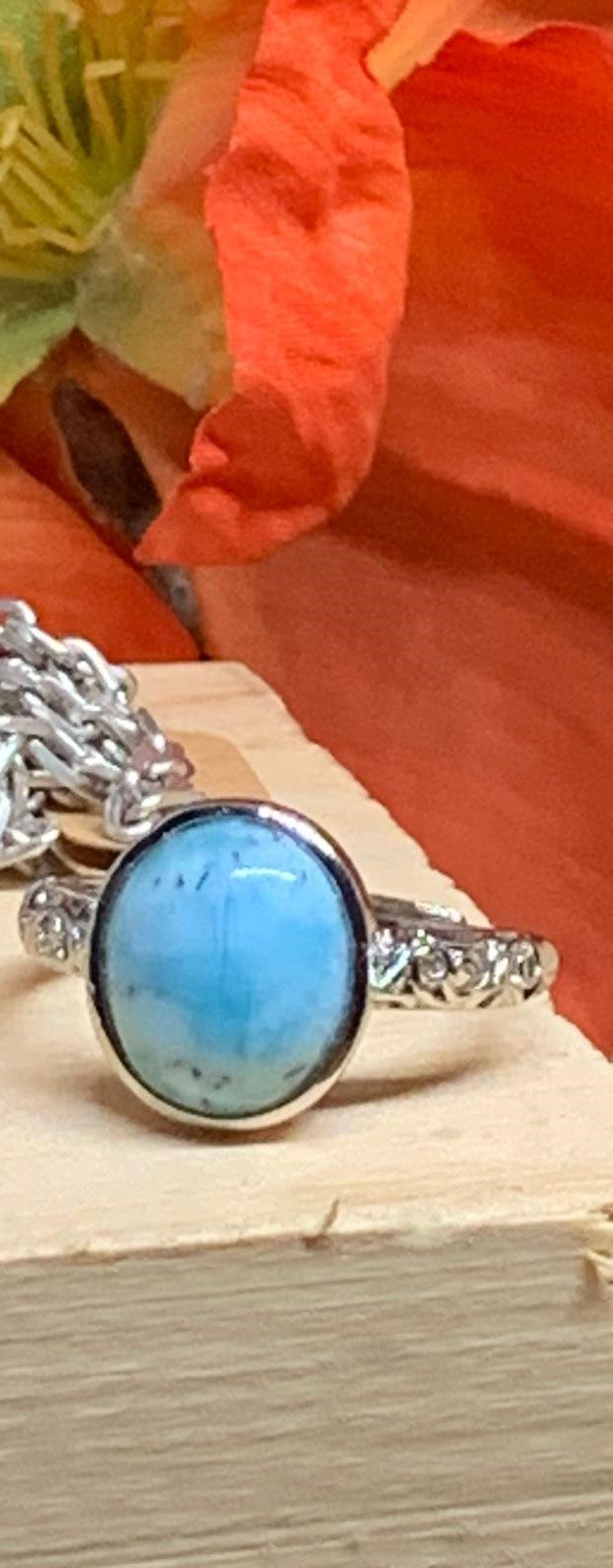 Bague en Larimar ronde