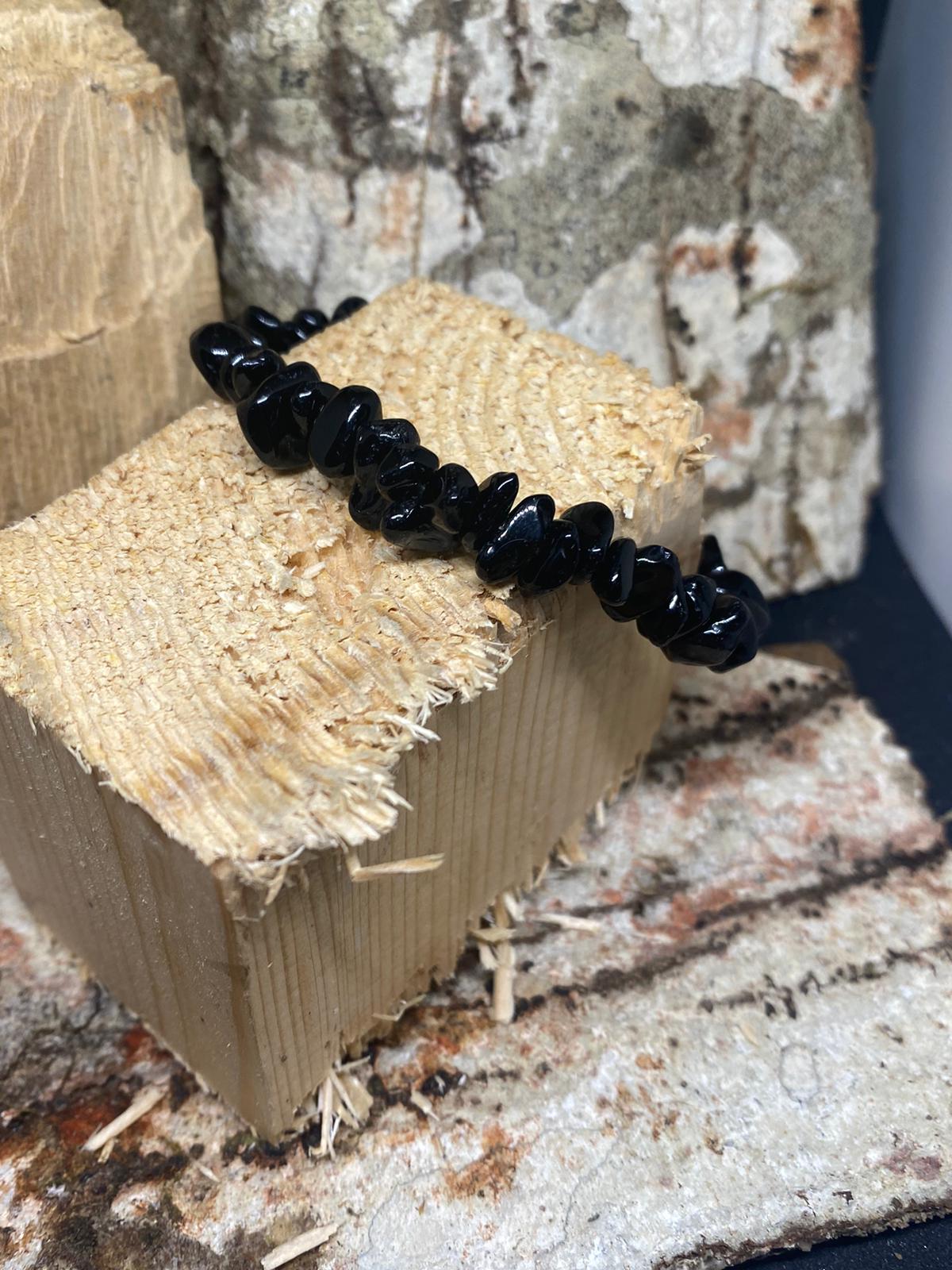 Bracelet en chips d'Obsidienne réglable