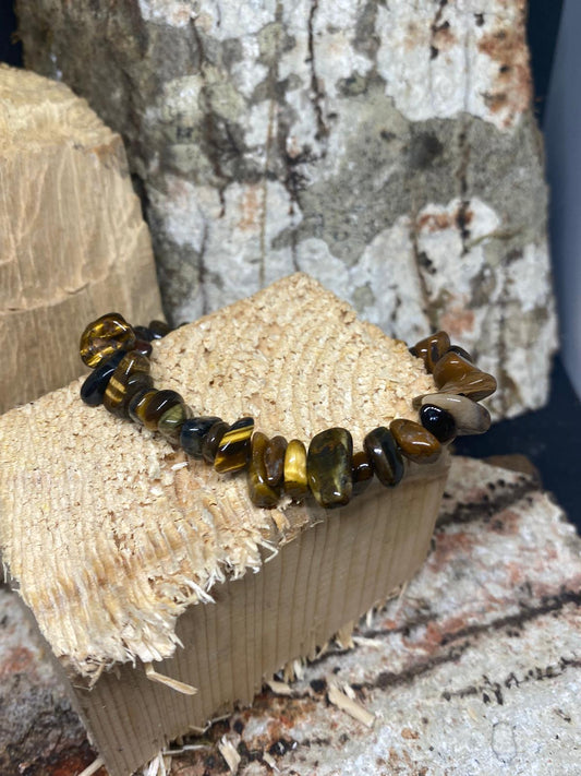 Bracelet en chips d'Oeil de Tigre réglable